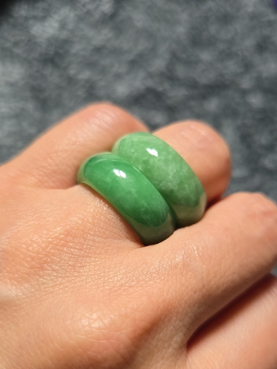 Jewelry - Green Jade Band Ring - A Pair